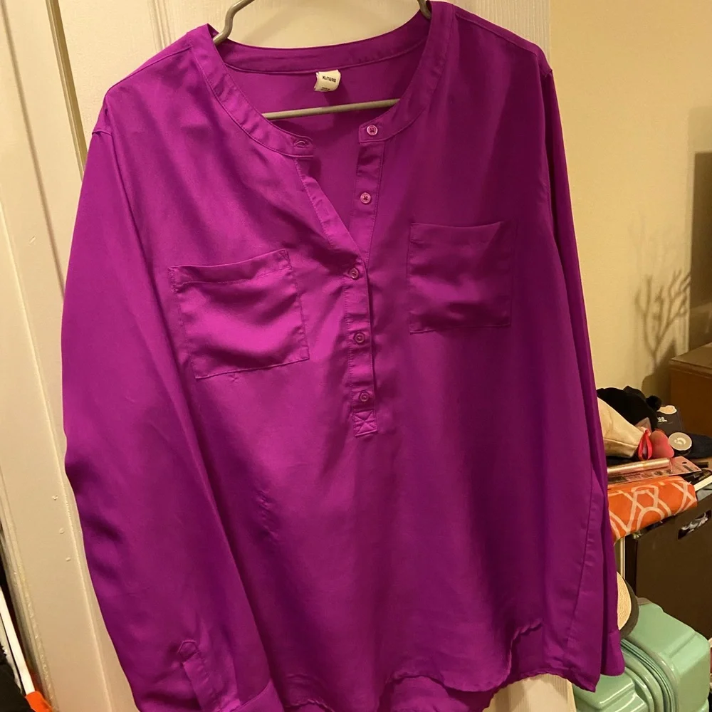 Purple collar-less blouse - Picture 1 of 3
